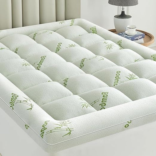 Bamboo Viscose Pillow Top Mattress Topper with Deep Pocket