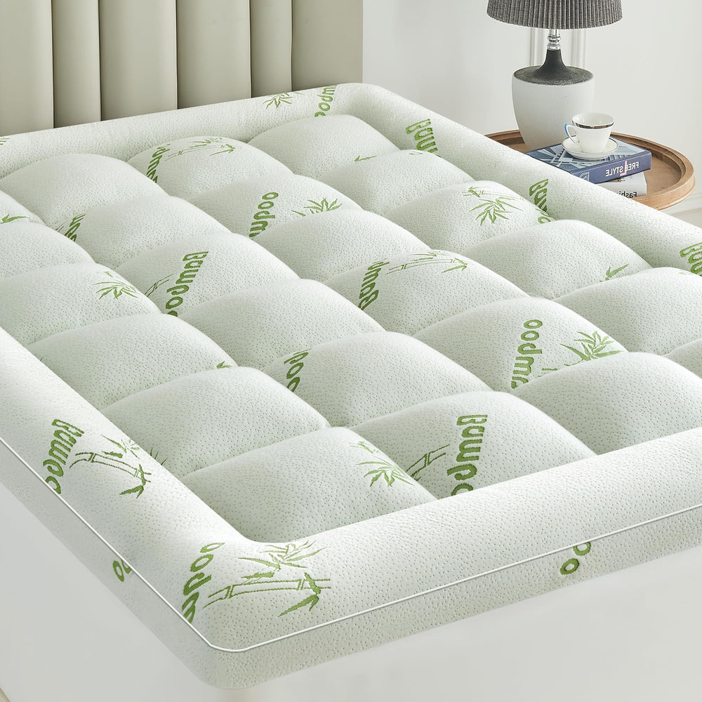 Bamboo Viscose Pillow Top Mattress Topper with Deep Pocket