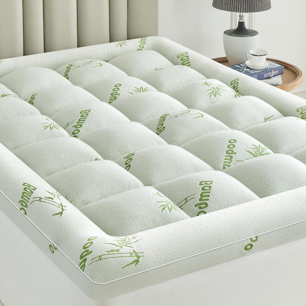 Bamboo Viscose Pillow Top Mattress Topper with Deep Pocket