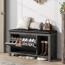 40" Shoe Storage Bench with Padded Seat & Flip Drawers