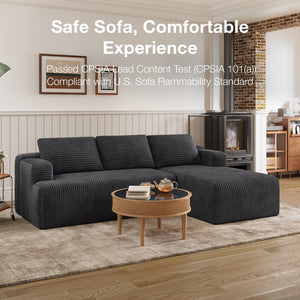 L-Shaped Modular Sectional Sofa with Coil Support