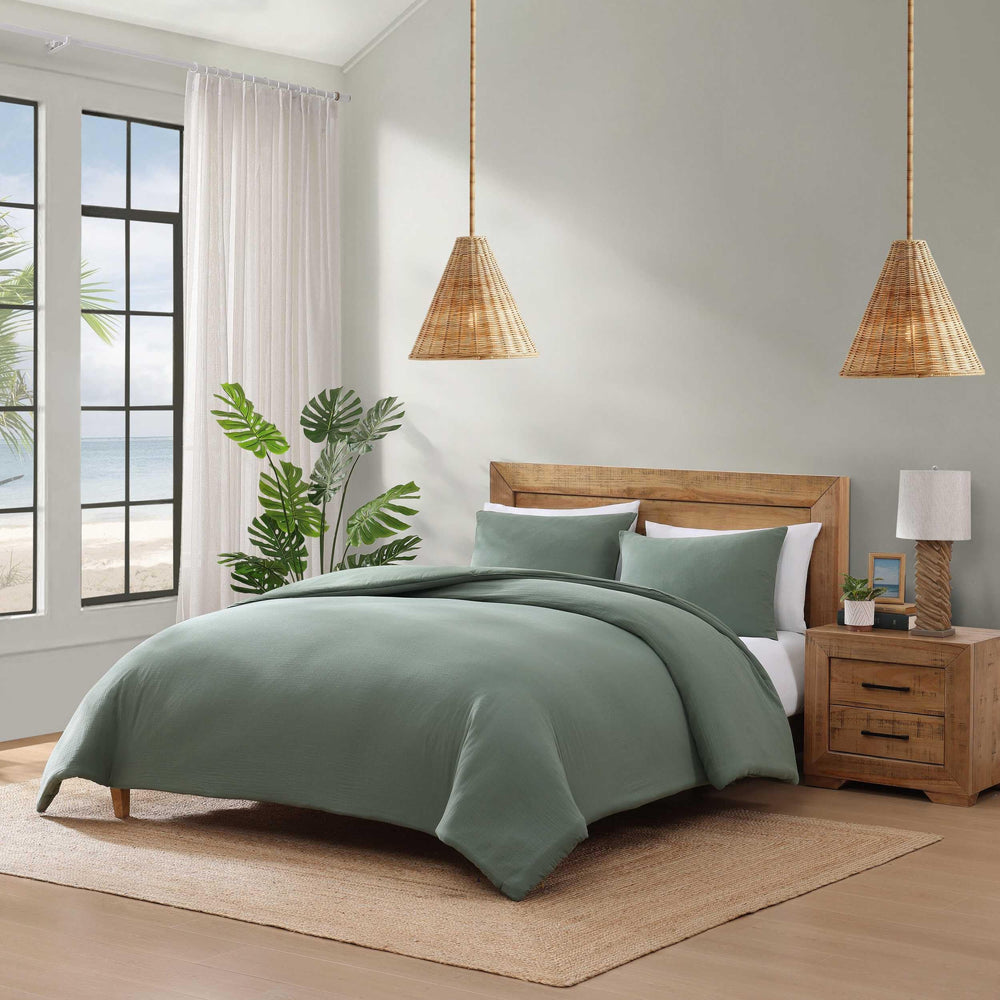 Cotton Gauze Comforter Set with Pillowcases – Paradiso Green
