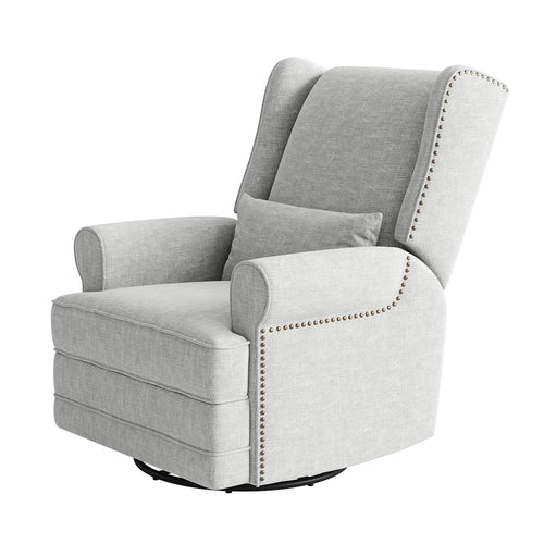 Swivel Glider Recliner Chair with Footrest & Lumbar Pillow