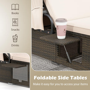 Outdoor Daybed with Retractable Canopy & 6-Position Backrest