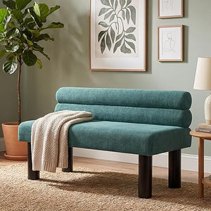Boucle Upholstered Dining Bench with Wooden Frame