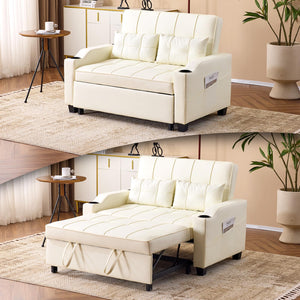Convertible Futon Sofa Bed with USB Ports & Cup Holders