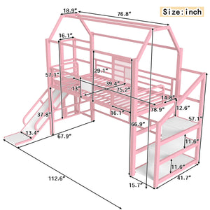 Twin Loft Bed with Slide, Stairs & Storage