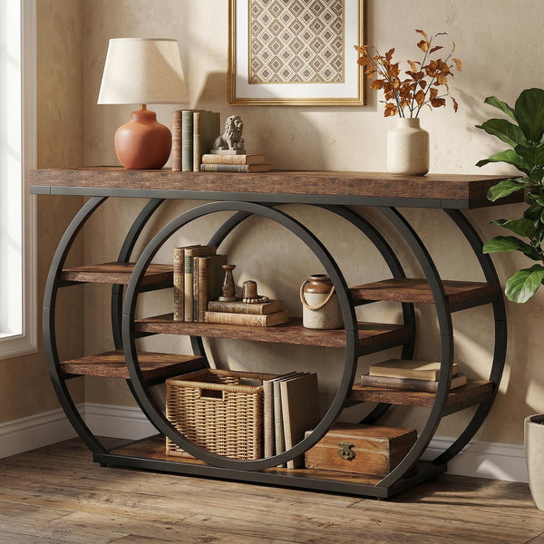 47" 5-Tier Industrial Console Table
