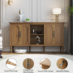 Vintage Buffet Sideboard Cabinet with 4 Doors, 59" Wide