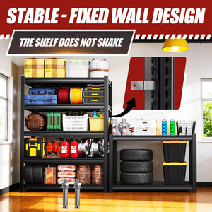 TXTDPL 5-Tier Garage Shelving,Storage Shelves 3000 LBS, Metal Garage Shelving Easy Assembly, Adjustable Garage Storage Organization Shelf for Warehouse, Basement, Pantry, Black (72''HX46''WX20''D)