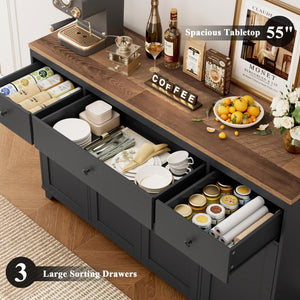 55" Kitchen Buffet Cabinet with Storage Drawers & Shelves