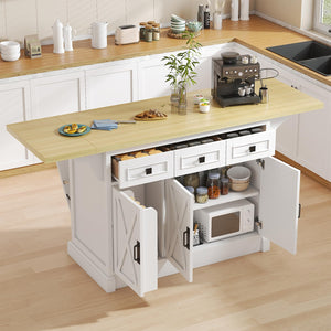 Large Kitchen Island with Drop Leaf & Power Outlet