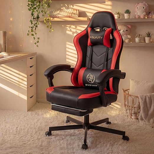 Ergonomic Leather Office Chair – Pocket Spring Cushion, Headrest, Footrest & Reclining Backrest
