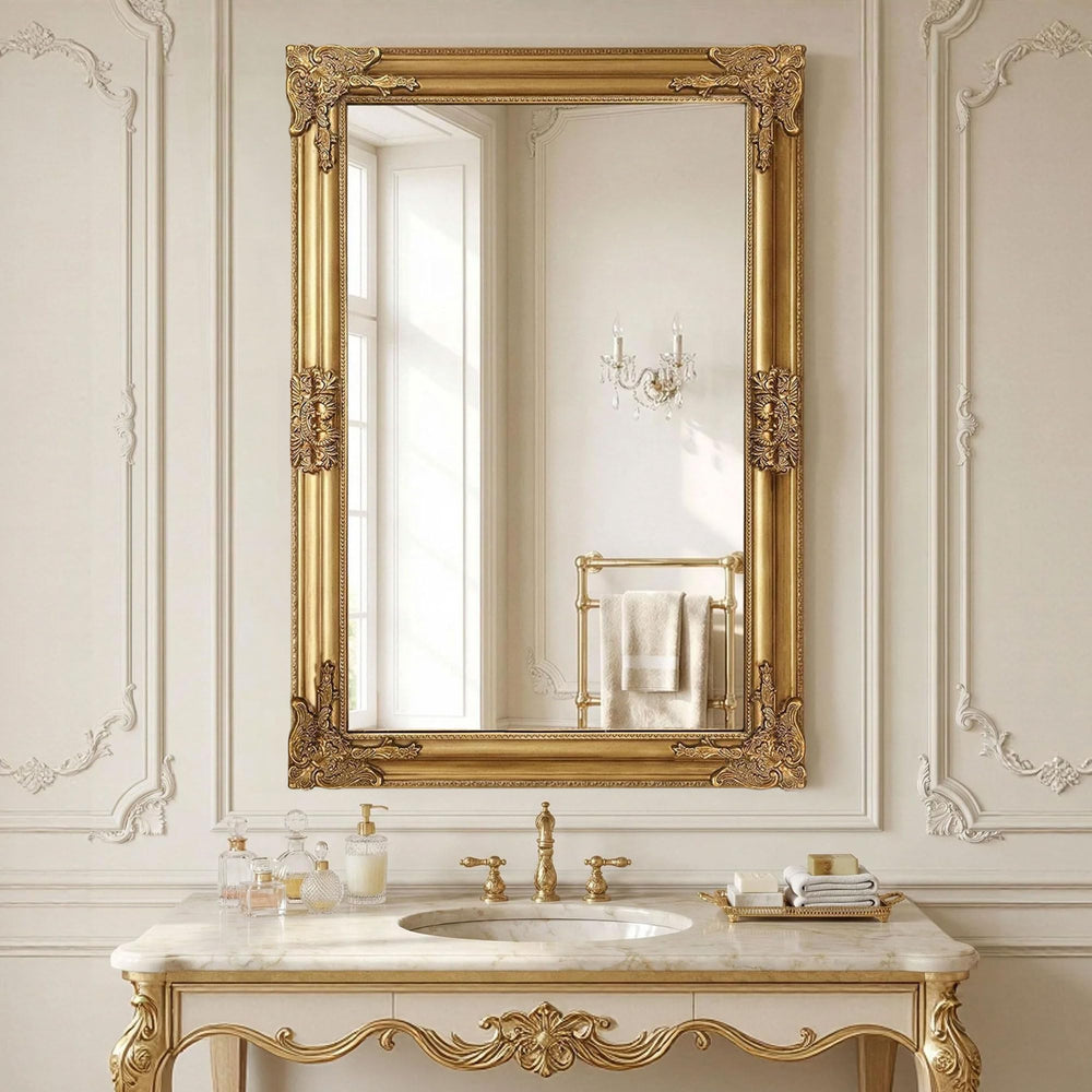 Vintage Gold Baroque Wall Mirror – Ornate Antique Frame