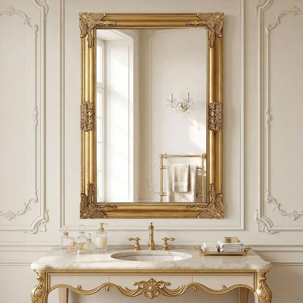 Vintage Gold Baroque Wall Mirror – Ornate Antique Frame