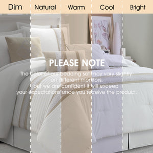 7-Piece Boho Comforter Set – Geometric Embroidery Microfiber Bedding