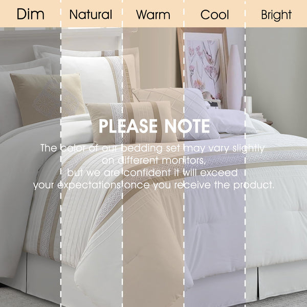 7-Piece Boho Comforter Set – Geometric Embroidery Microfiber Bedding