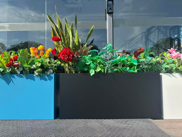 40x16x18" Large Rectangular Metal Outdoor Planter Box for Patio, Porch & Garden