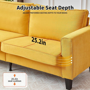 79" 3-Seater Linen Sofa with Adjustable Seat & Removable Covers