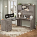 L-Shaped Desk with Hutch, Drawers & Power Outlet