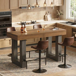Counter Height Bar Table with Metal Footrest
