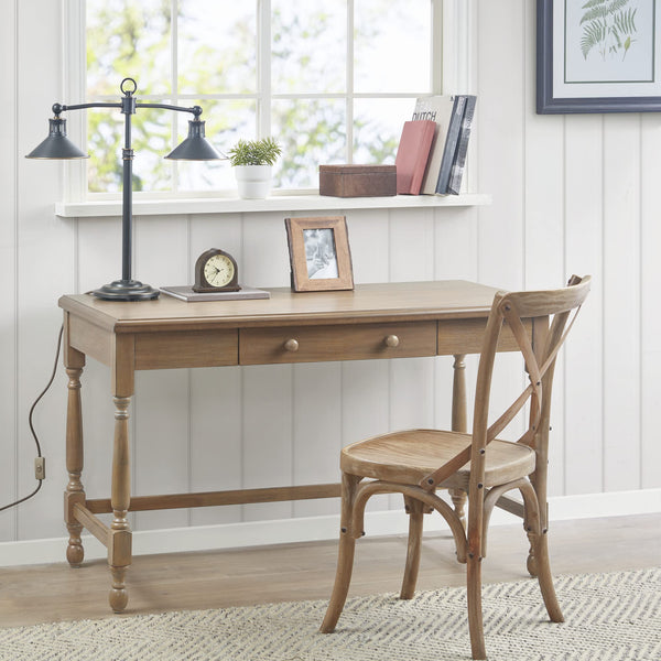 Farmhouse Writing Desk with Drawer – Natural Wood, 47.5"W