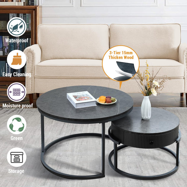 Round Nesting Coffee Table Set of 2