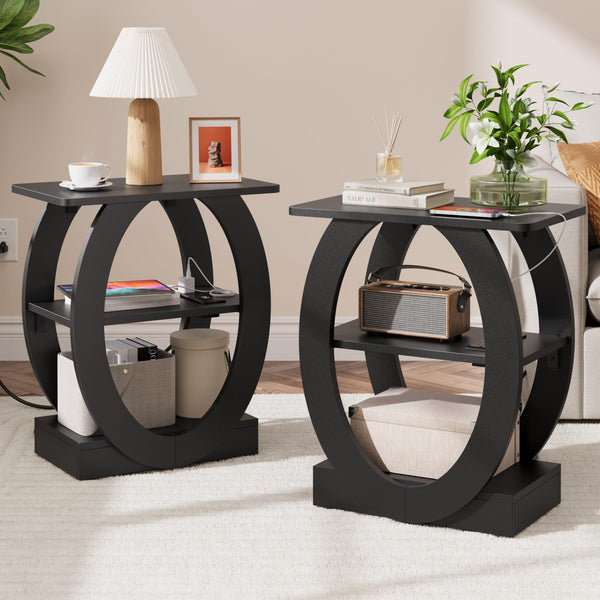 End Table Set of 2 with Charging Station