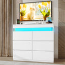 6-Drawer Dresser with Flip-Top Storage, LED Lights & Charging Station