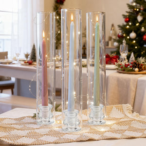 Clear Glass Hurricane Candle Holders Set of 16