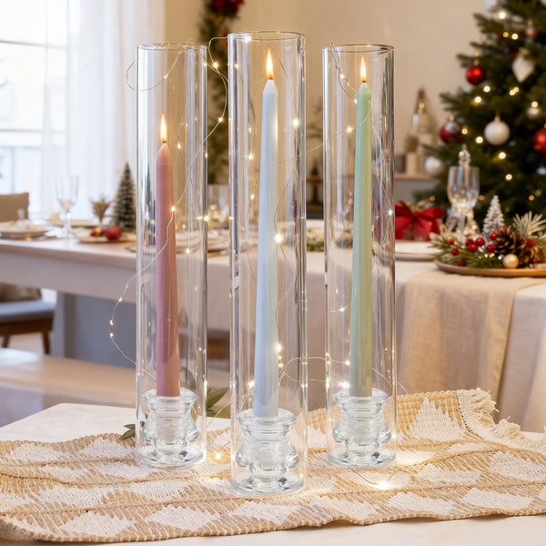 Clear Glass Hurricane Candle Holders Set of 16