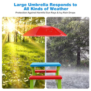 Kids Picnic Table Set with Removable Umbrella