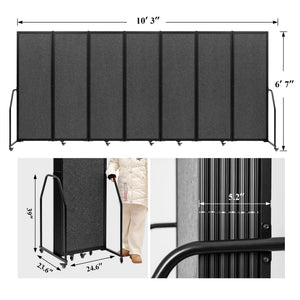 7-Panel Foldable Room Divider Privacy Screen with Wheels