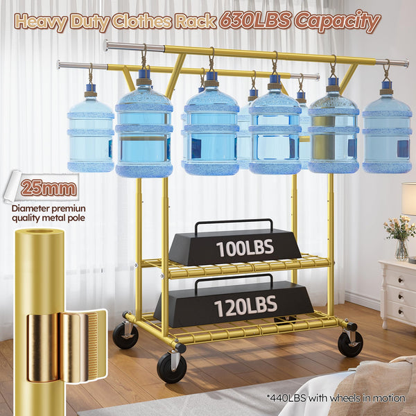 Heavy Duty Double Rod Clothes Rack