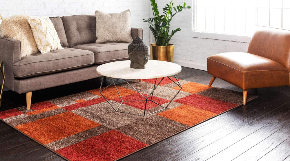 Patchwork Area Rug – Geometric Abstract, Polypropylene