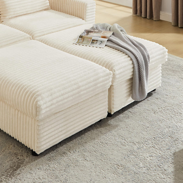 Oversized Corduroy Storage Ottoman with Foot Rest
