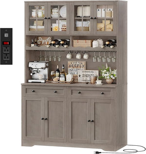 Tall Kitchen Pantry Cabinet with Charging Station