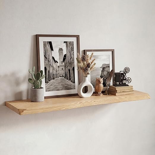 Solid Wood Floating Wall Shelves – Set of 2