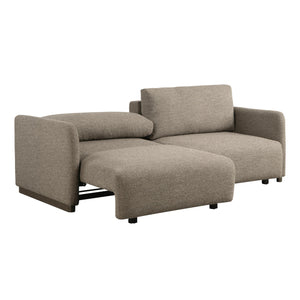 Convertible Sleeper Sofa Queen Size – Boucle Fabric, Wood Legs