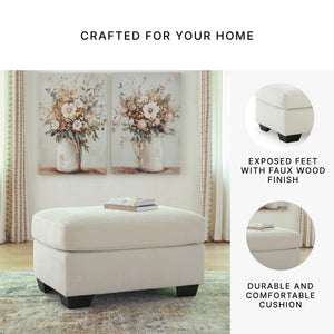 Contemporary Rectangular Upholstered Ottoman – White