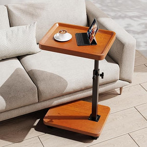 C-Shaped Adjustable Height Side Table with Wheels