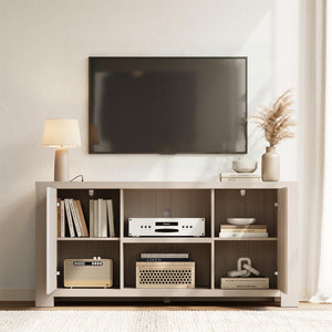 58" TV Stand with Storage Cabinets & Outlet
