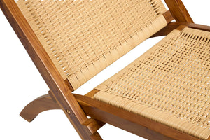 Teak Rattan Foldable Lounge Chair