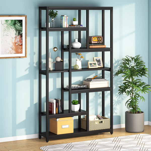7-Tier Tall Bookcase with Open Shelves
