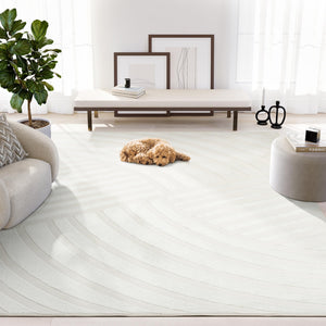 Cream Geometric Area Rug – Modern Soft Indoor Rug