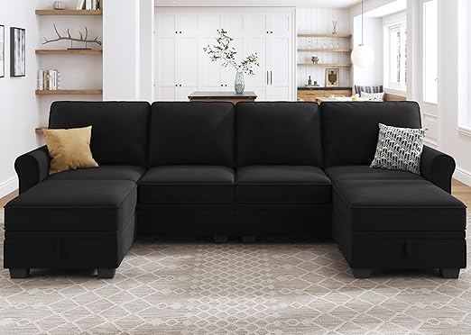 U-Shaped Sectional Sofa with Storage & Reversible Chaise