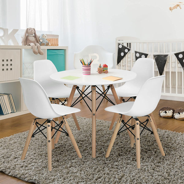 Kids Mini DSW Chair Set of 4 with Wood Legs & Curved Backrest