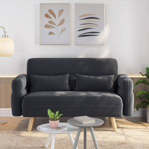Mid-Century Modern Loveseat Sofa – 2-Seater Upholstered Couch with Wood Legs