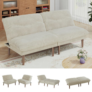 Convertible Futon Sofa Bed with Adjustable Backrest – 75 Inch Corduroy Loveseat