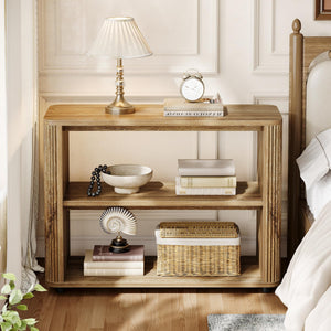 Narrow 3-Tier Side Table with Storage Shelves